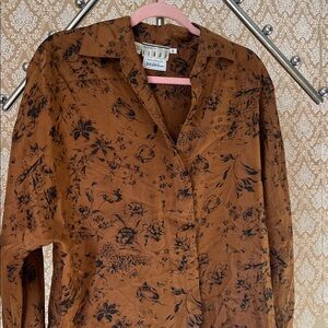 Vintage Silk Saks Fifth Avenue Button Up Floral
